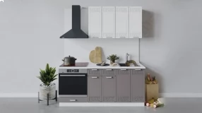 Кухонный гарнитур «Долорес» длиной 180 см со шкафом НБ (Белый/Сноу/Муссон)