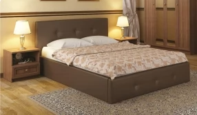 Кровать Линда с подъёмным механизмом Экокожа, 160х200 (Коричневая)