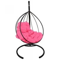 Подвесное кресло M-GROUP капля без ротанга чёрное, розовая подушка
