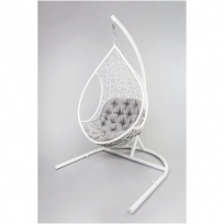 Кресло подвесное флорес с опорой (цвет: белый/серый)
