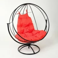 Вращающееся кресло Круглое с красной подушкой, 139х106х69см